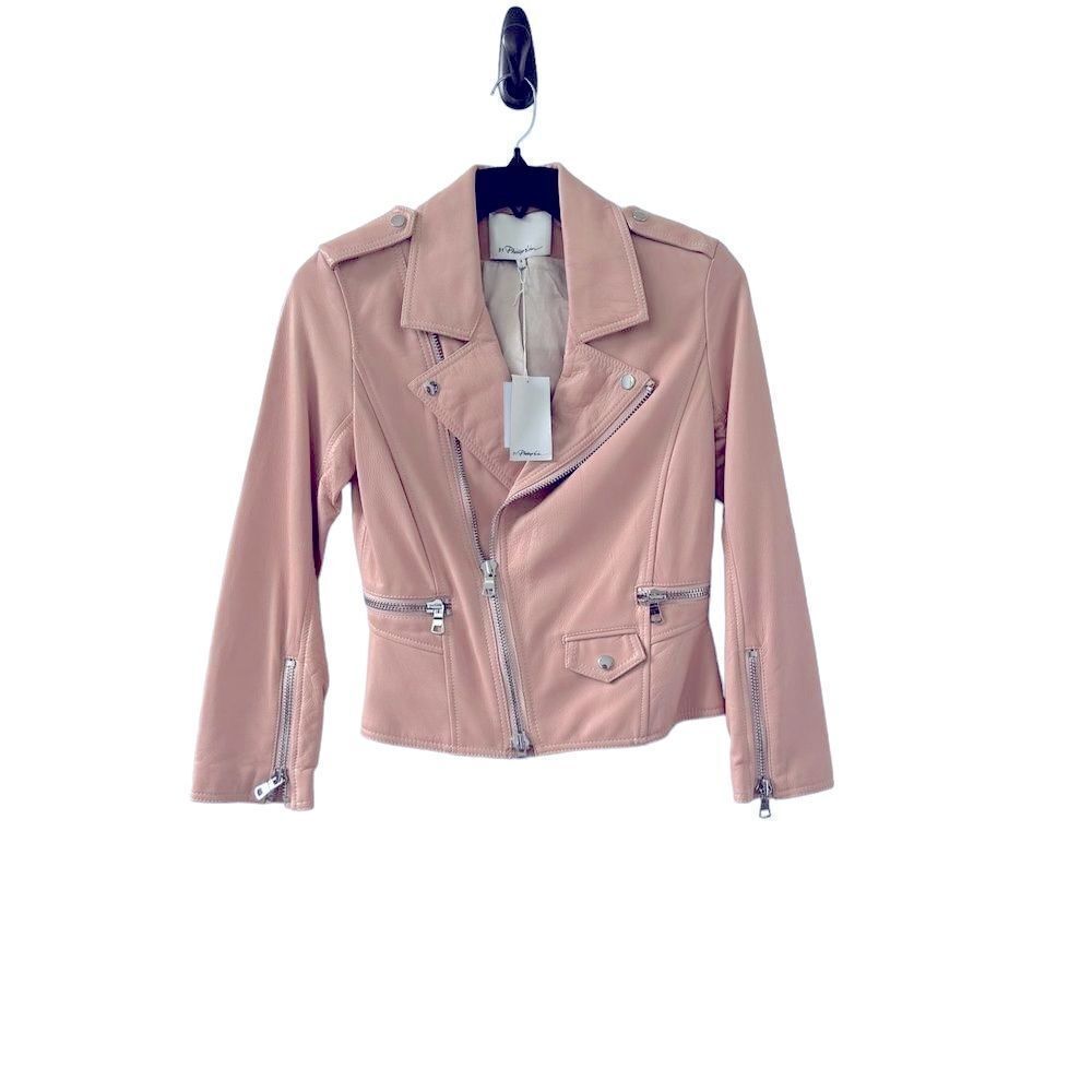 3.1 Phillip Lim Lamb Leather Moto Jacket Women’s Blush Pink Size 4